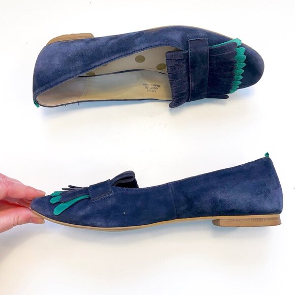 Boden Melody Fringe Loafers, Navy/Forest Suede, Size 8.5 (39) - Picture 4 of 9